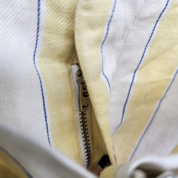 FRAME Women's butter Yellow Haze Striped Belted Linen Breathable  Shorts Size 12 - Picture 3 of 10